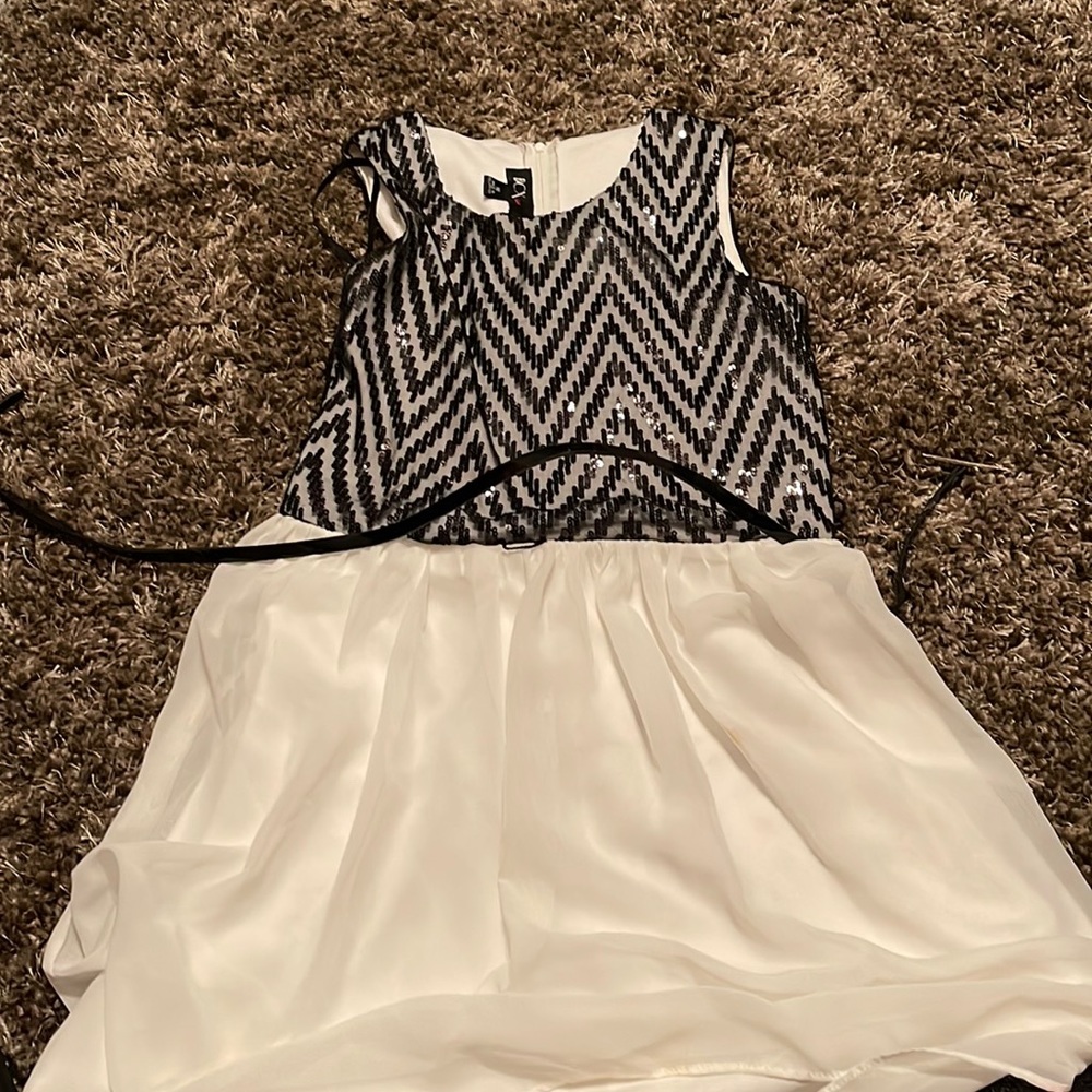 Black and white sequin dress